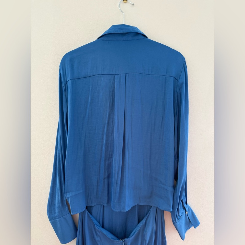 Free People Aida Collared Long Sleeve Silky Maxi Dress NWT 10 - Picture 7 of 8